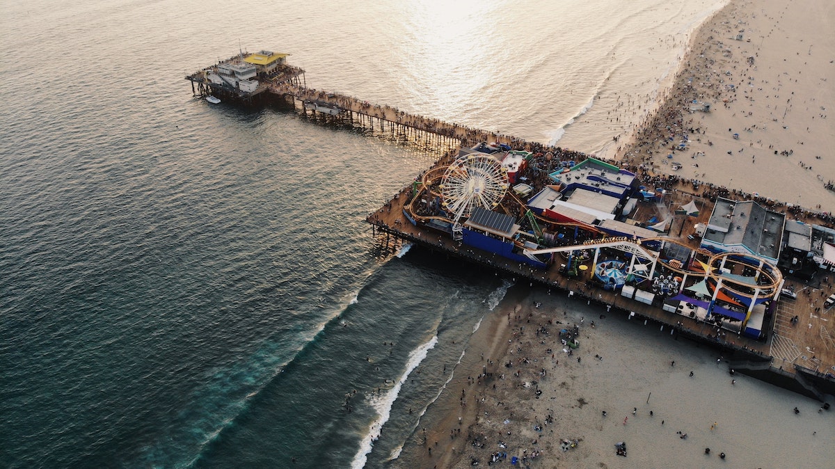 Aerial shot of the Santa Monica Pier