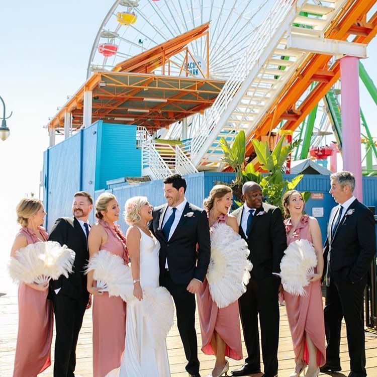 Wedding party on the Santa Monica Pier