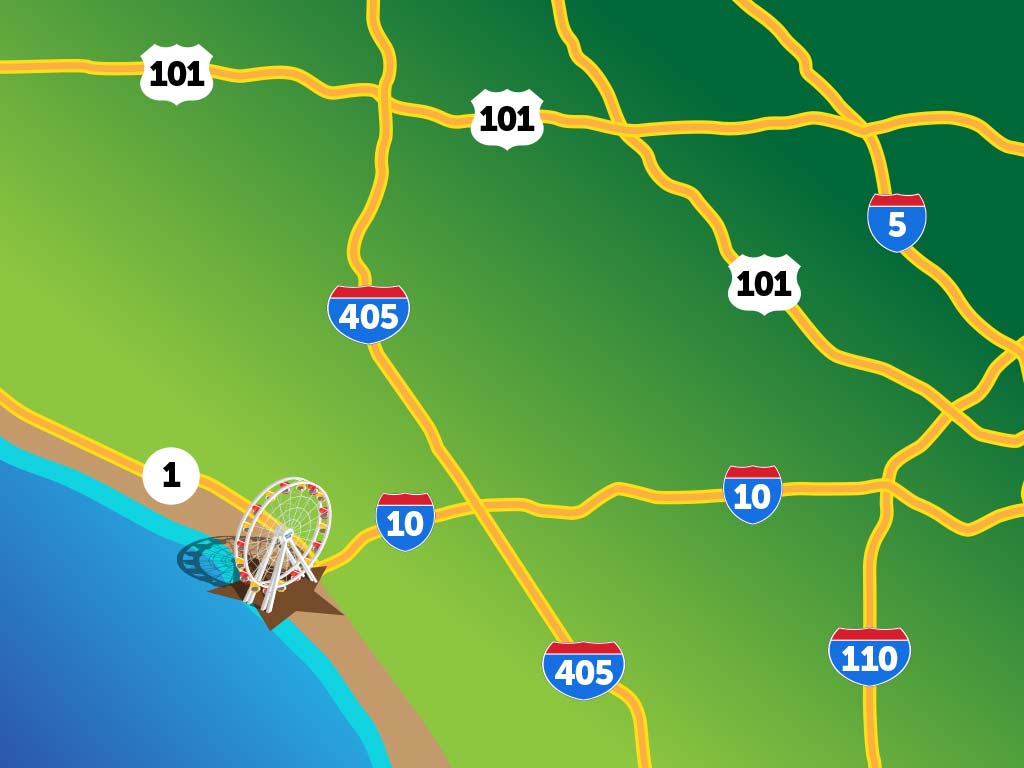 highway freeway map santa monica pier