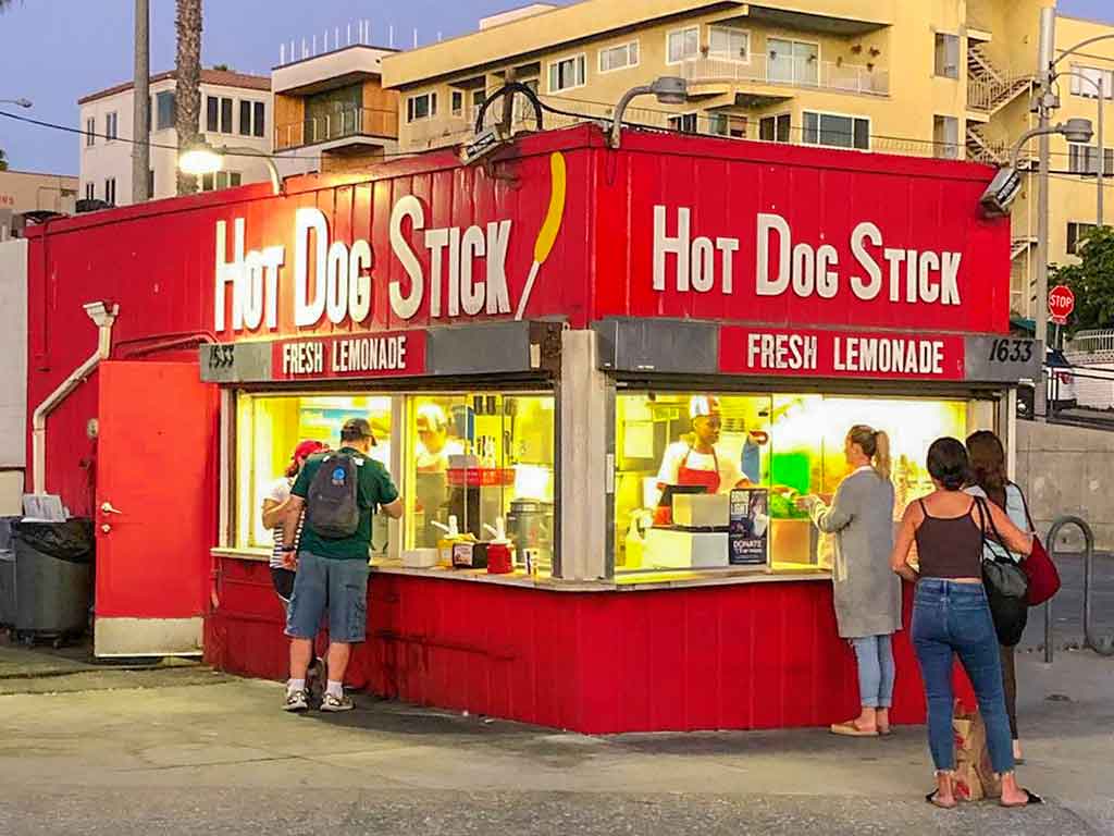 Hot Dog on a Stick next to Santa Monica Pier