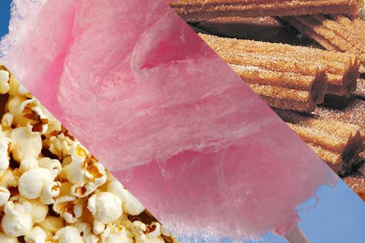 Image of popcorn, cotton candy, and churros