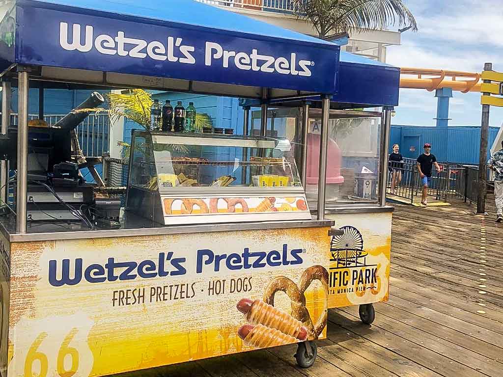 Wetzel's Pretzel cart on the Santa Monica Pier