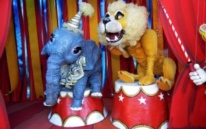 Elephant and Lion marionettes