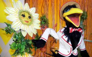 Sunflower and bird marionettes