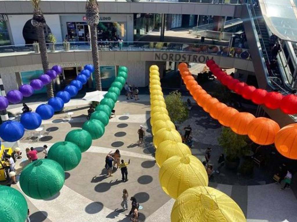 Rainbow lanterns at Santa Monica Place