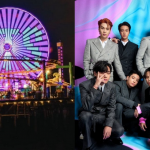 BTS lit up on the Pacific Wheel in Santa Monica