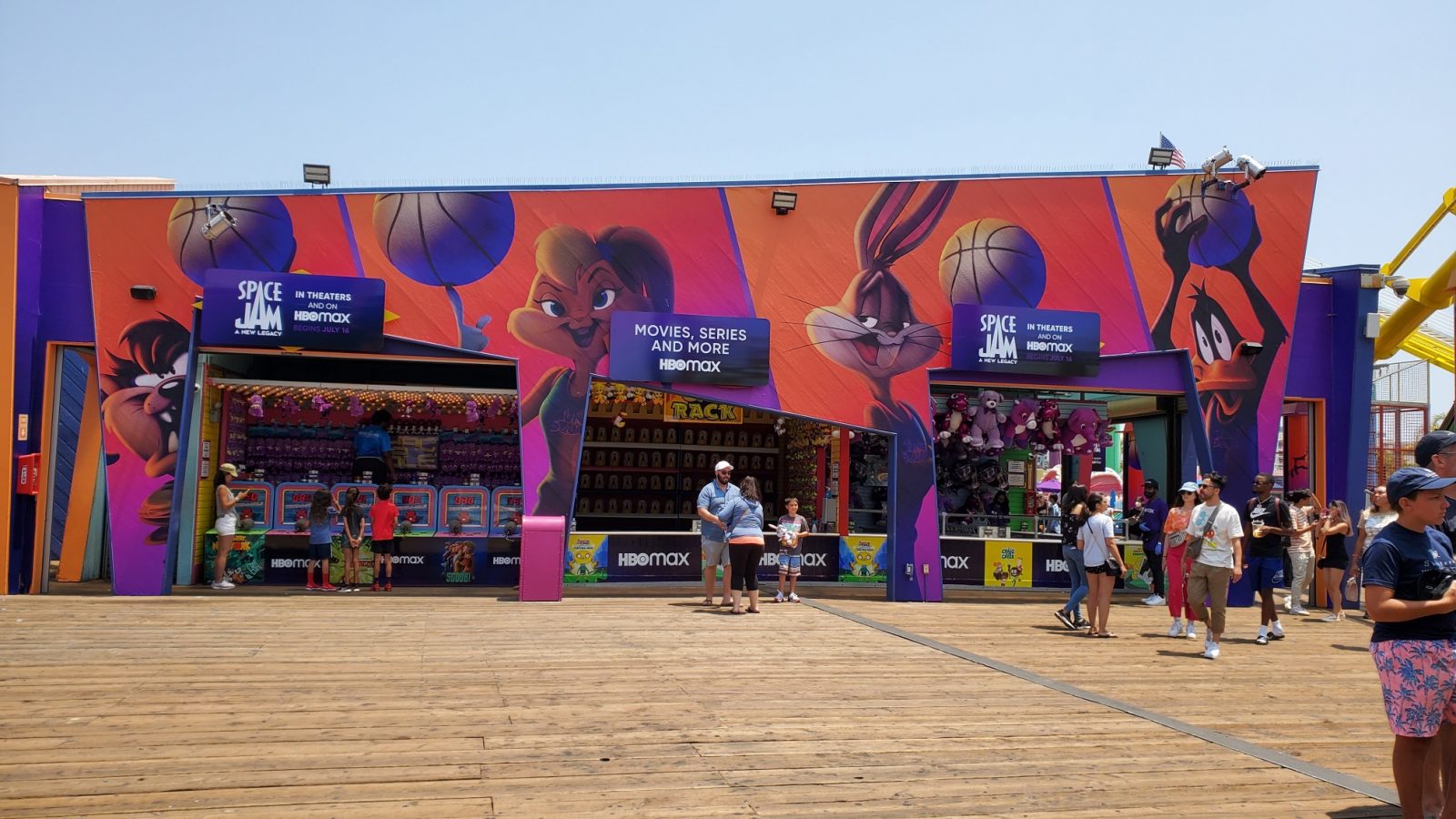 HBO max at pacific park on the santa monica pier looney tunes background decorations