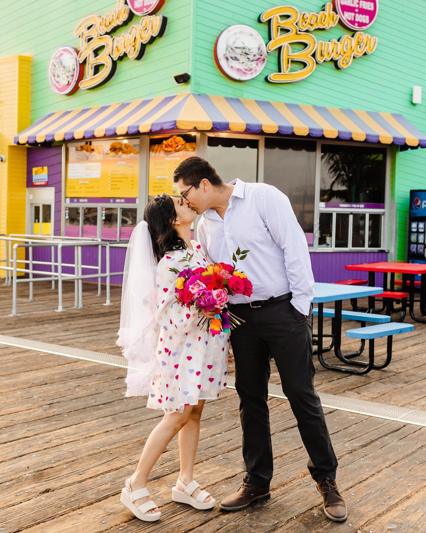 #FunFactFriday: Pacific Park is the ideal romantic backdrop with  fun colors and beach vibes. ✨🌅💕  Congratulations to these two on their beautiful elopement! 💍🎉  📸: @tminspired
.
.
.
#santamonica #santamonicapier #pacpark #pacificpark #facts #southerncaliforniaphotographer #socalwedding #wedding #weddingphotography #weddinginspiration #weddingideas