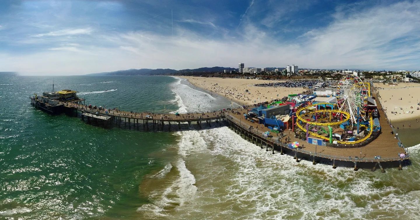 panoramic view of santa monica pier