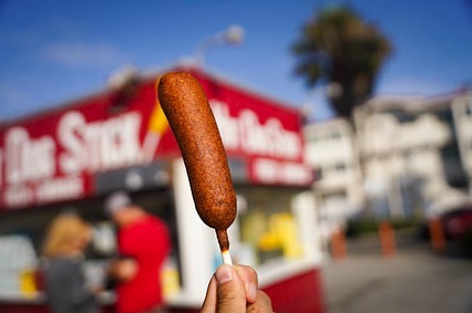 a Corn Dog from Hot Dog on a Stick in Santa Monica, CA