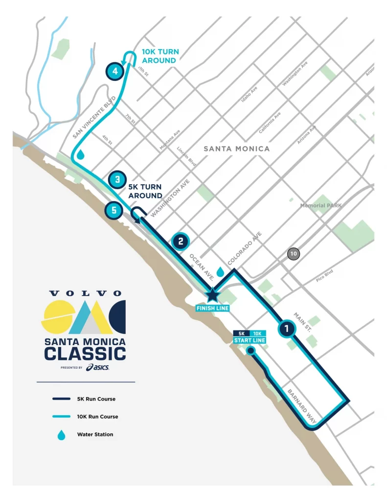 Map of the Santa Monica Classic 5K and 10K race routes
