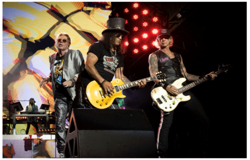 Guns N' Roses as seen onm stage during a performance.