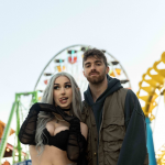 Drew Taggart of The Chainsmokers and Kya Hansen, better known as bludnymph at Pacific Park in Los Angeles while filming the video for their collab 'Self Destruction Mode'