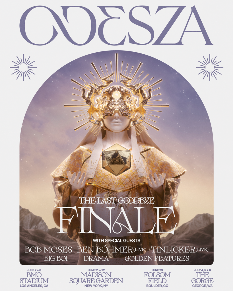 Poster for ODESZA's upcoming 2024 concert tour, The Last Goodbye Finale.