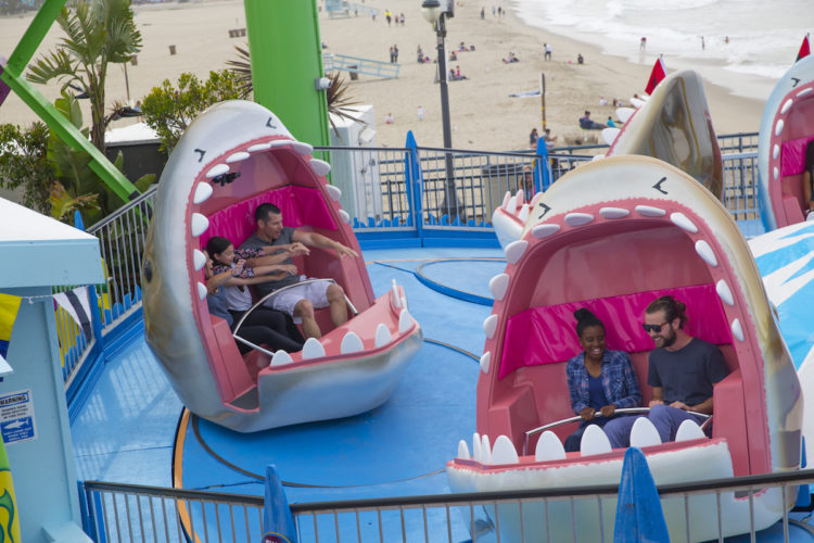 Shark Frenzy tilt-a-whirl ride on the Santa Monica Pier