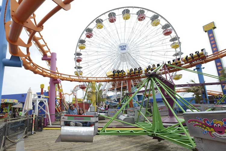 Scrambler amusement park ride on the Santa Monica Pier