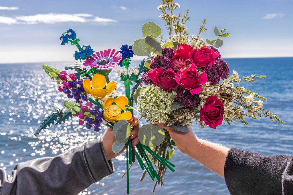 flowers built out of legos